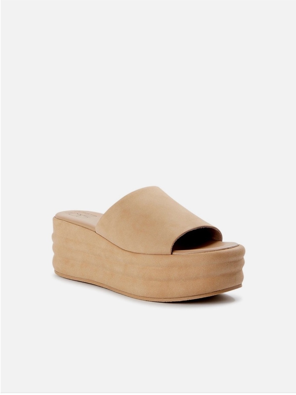 Tan Platform Slide Sandal